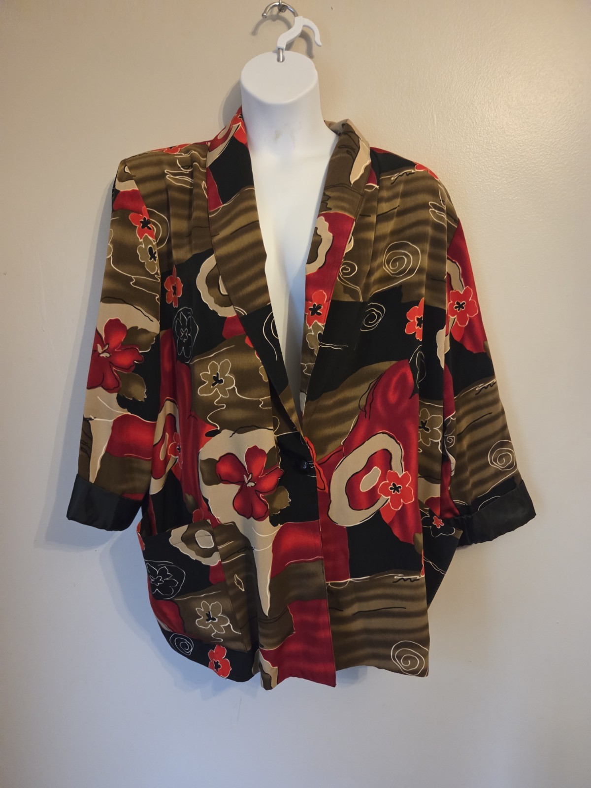 Vintage 80s 90s Modern Woman Loud Print Blazer Jacket Plus 26 28