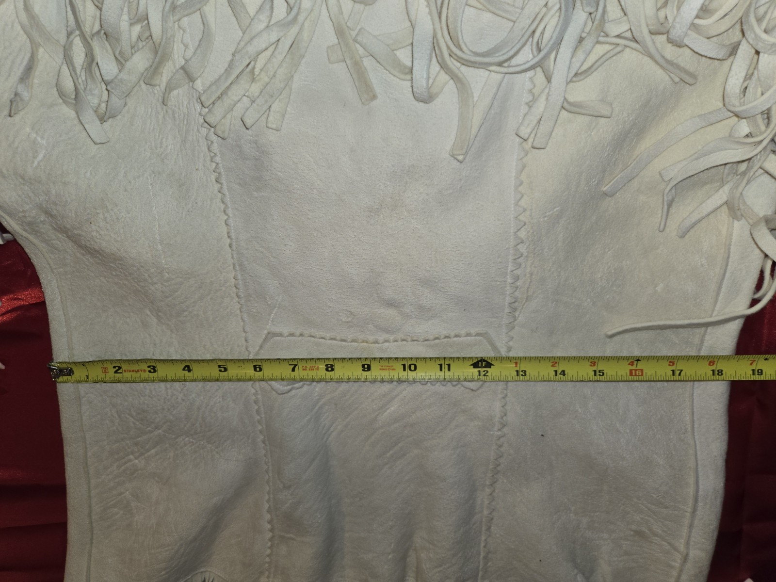 Handcrafted Vintage Native American White Elk Leather Fringed Jacket Womens S/M