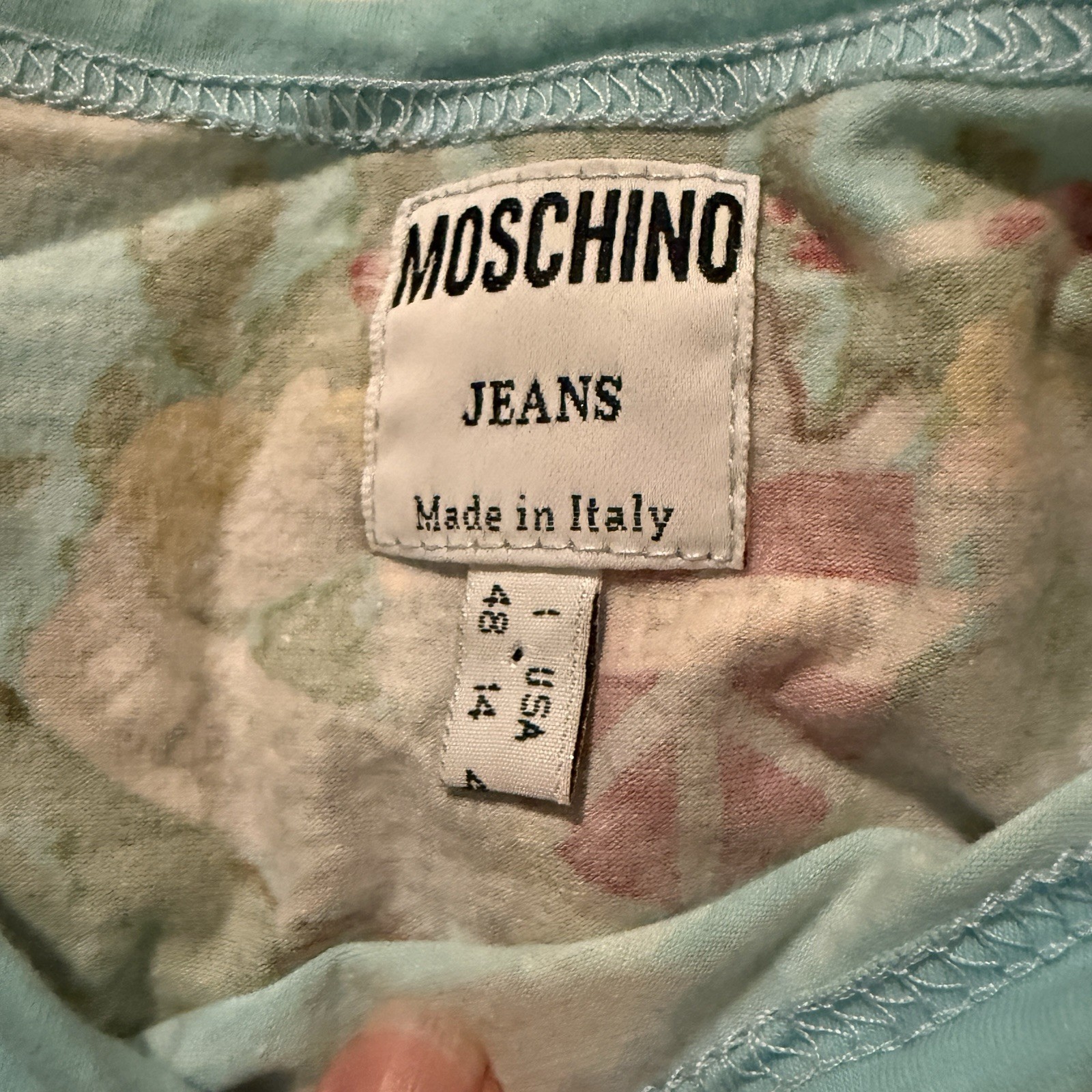 RARE Vintage Y2K Moschino Jeans „Cloud and Tree” Women’s Tee Size IT 48 US 10