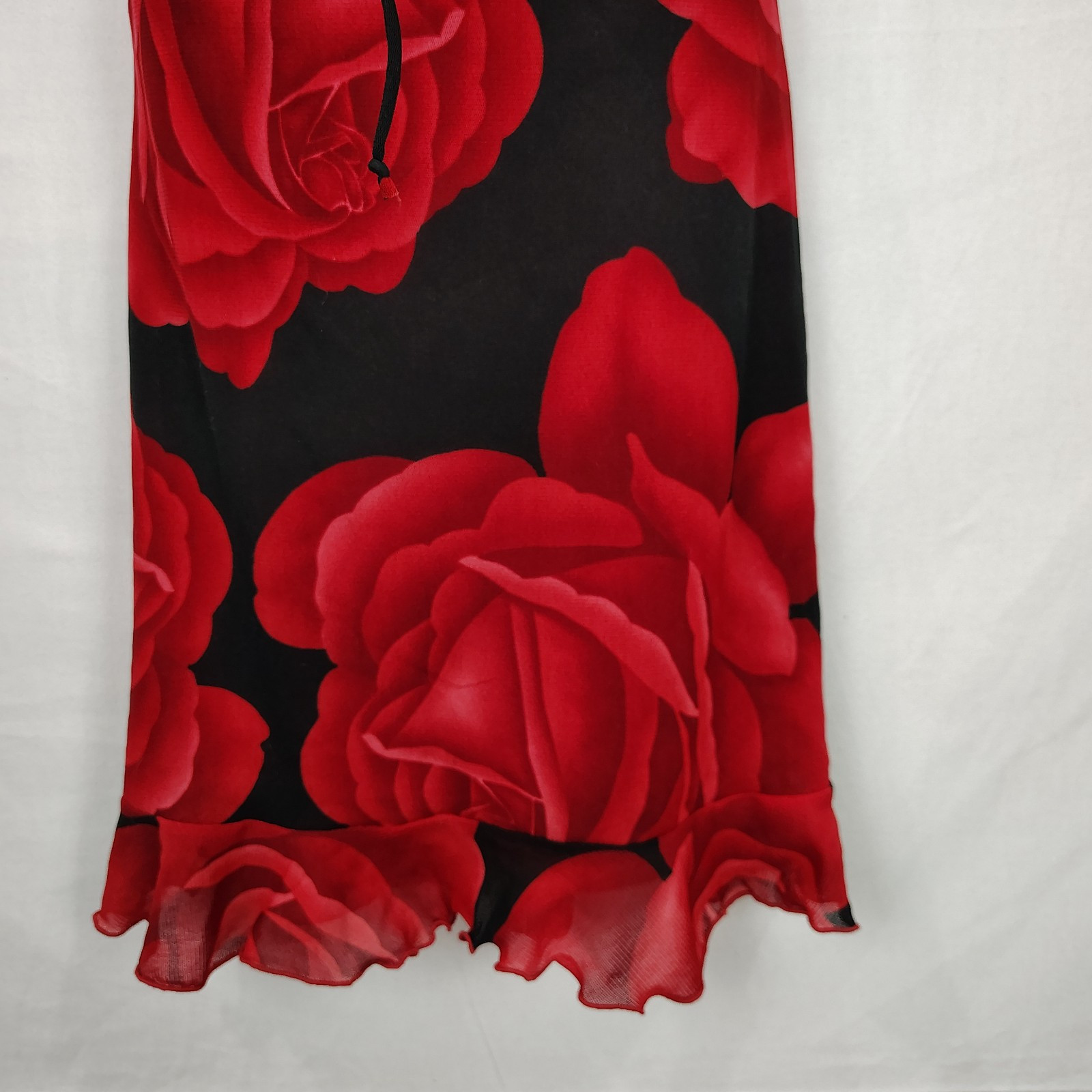 Vtg La Belle Slip Dress Mini Sz Small Y2K Babydoll Strappy Pinup USA Dark Floral