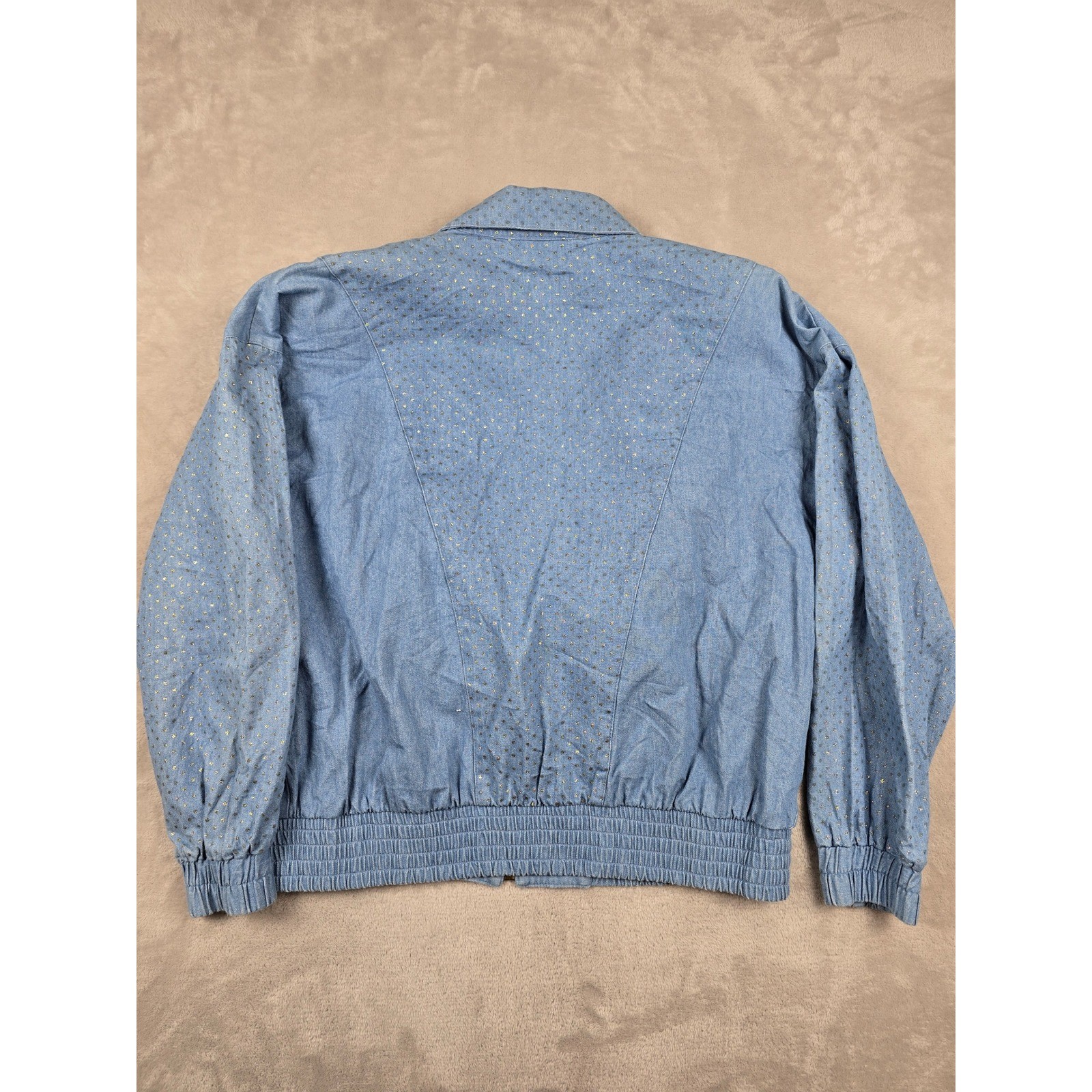 Vintage City Girl Blazer Womens L/XL Blue Gold Studded 80s Talon Zip *Read