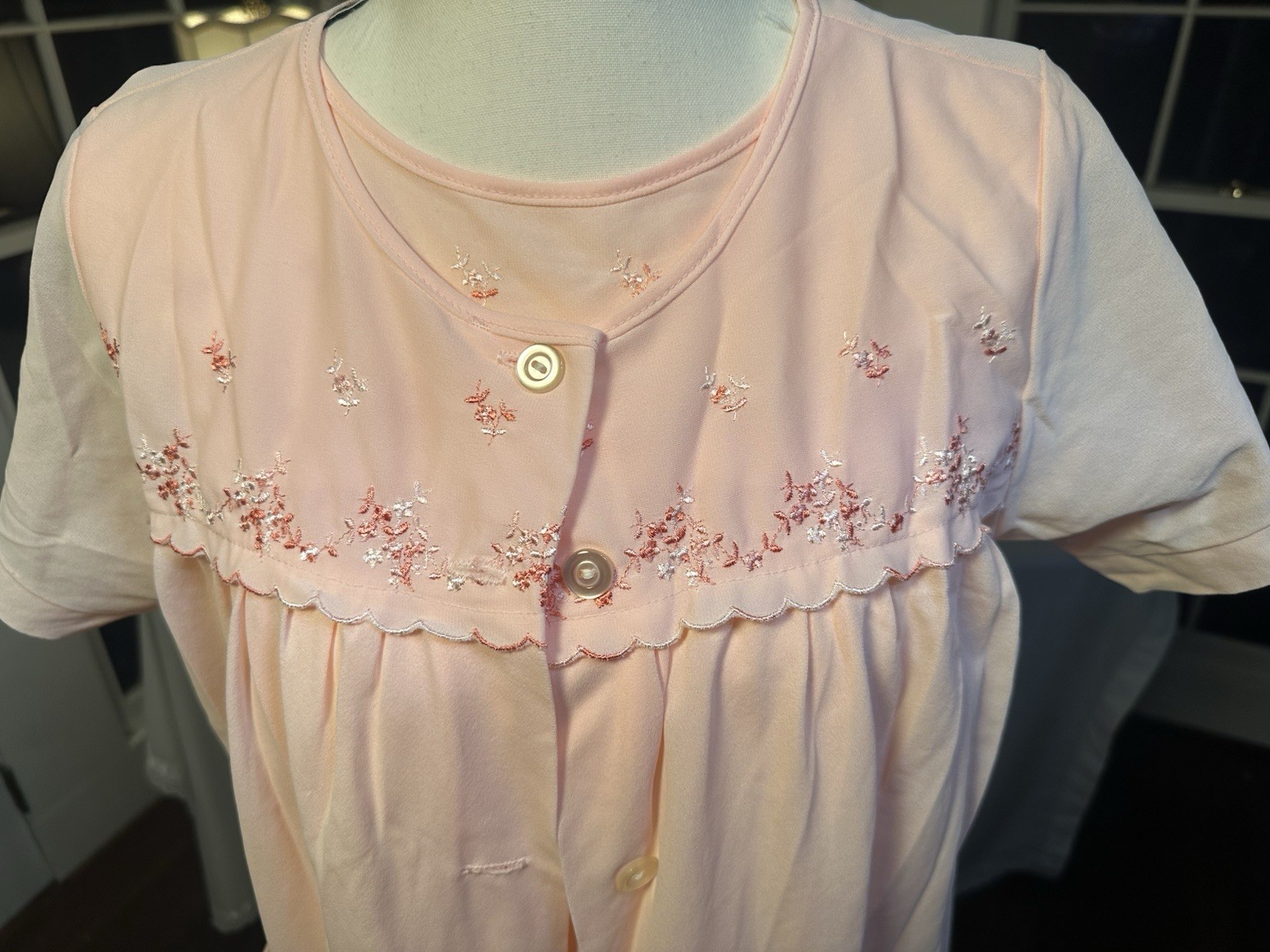 Vintage Midcentury Loungewear Set Nightgown And Robe Set Pink Embroidery Pajama