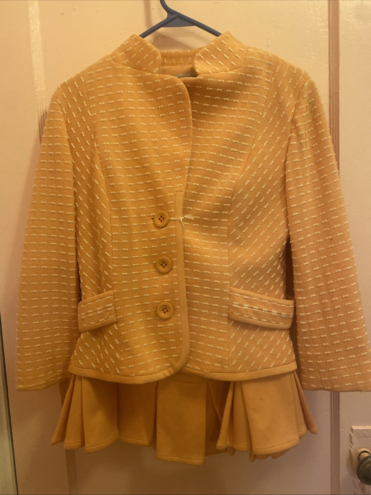 Vintage Kay Unger NY Skirt Suit Women Sz 12 100% Cotton