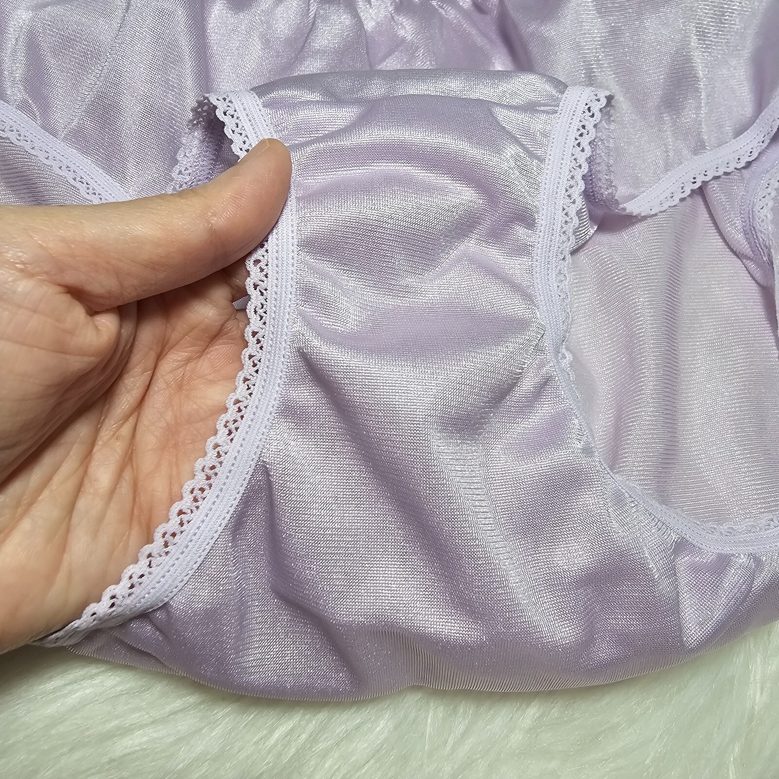 Vintage Silky Purple Panty 100% Nylon Sissy Sheer Brief Size 6-7 Hip 35-39″