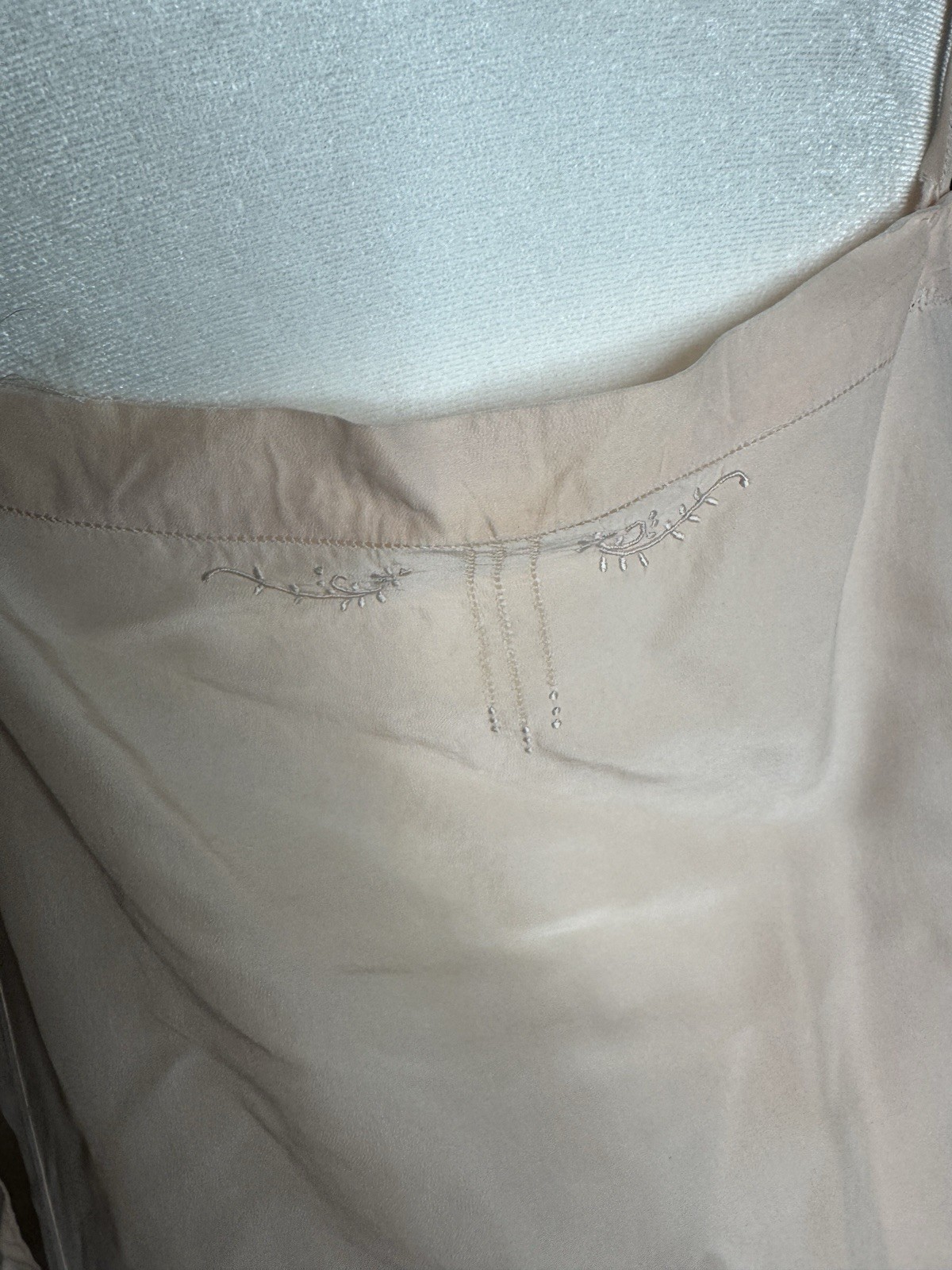 1930s–1940s Vintage Blush Pink Slip Dress Valentine Romantic Embroidered Midi
