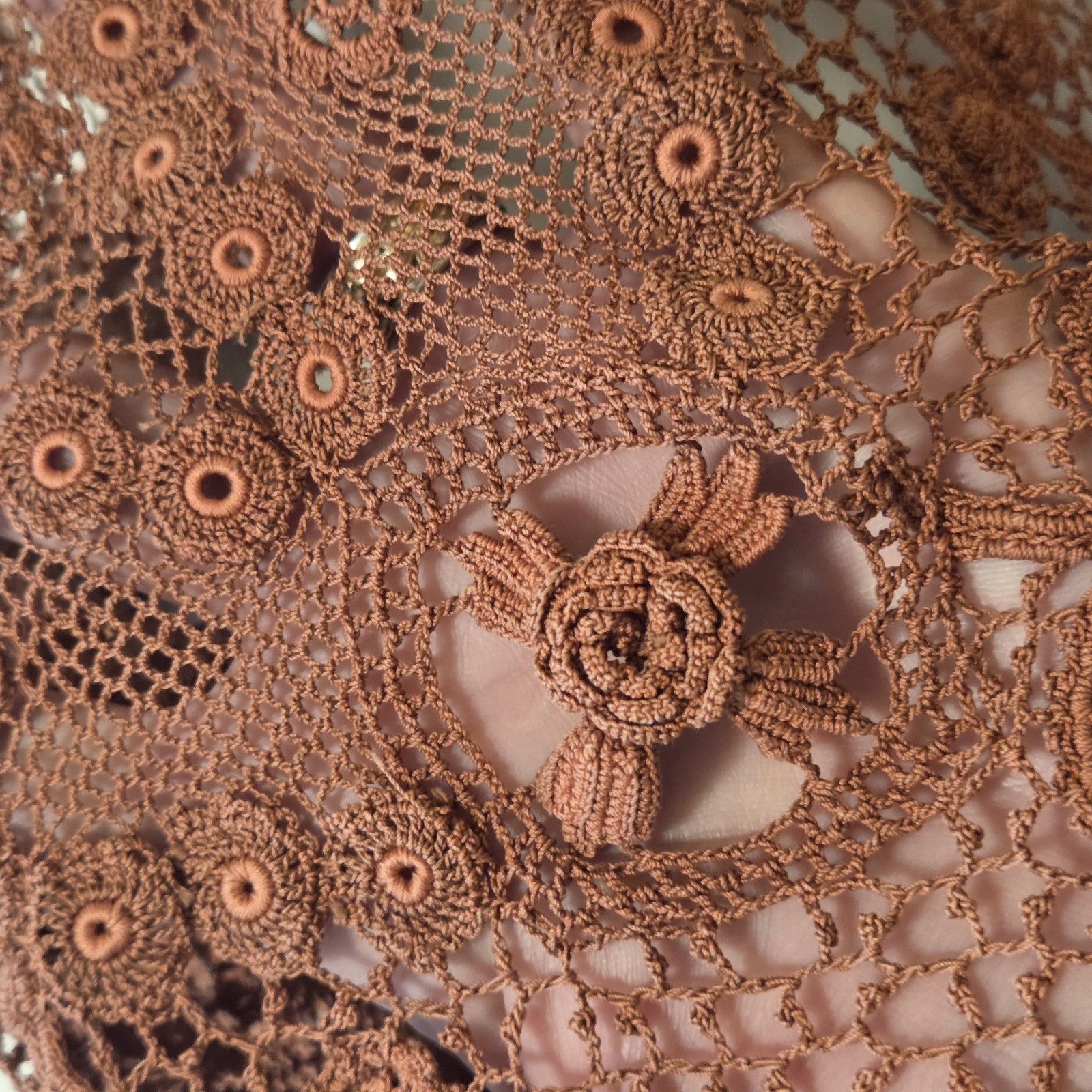 Victorian Irish Crochet Lace Top Blouse Mock Neck Edwardian Steampunk Size SM