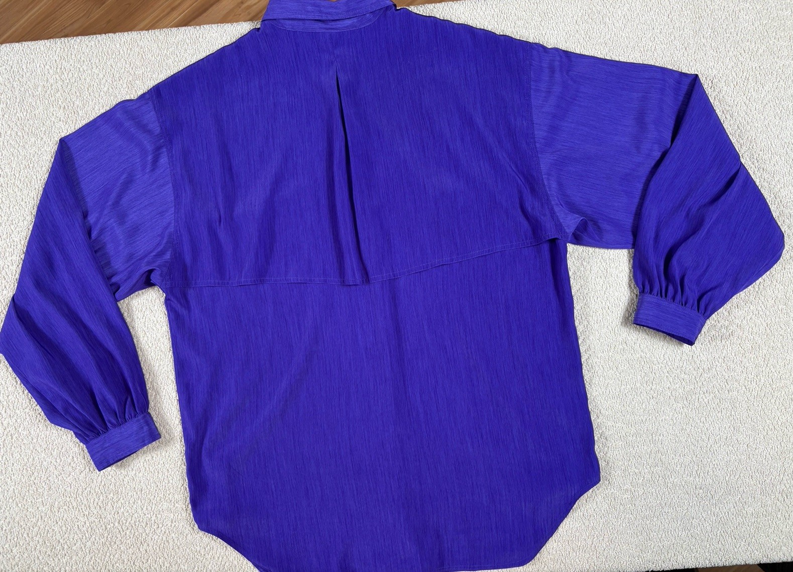 Vintage 80s Susan Hutton Purple Blouse 12 button up long sleeve pockets