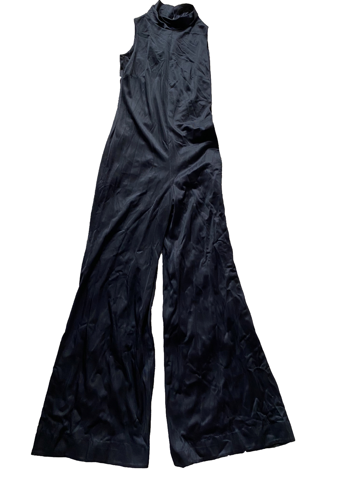 Vintage Arnel Jumpsuit Black Stretch Mock Neck Turtleneck 12 Miss Selfridge