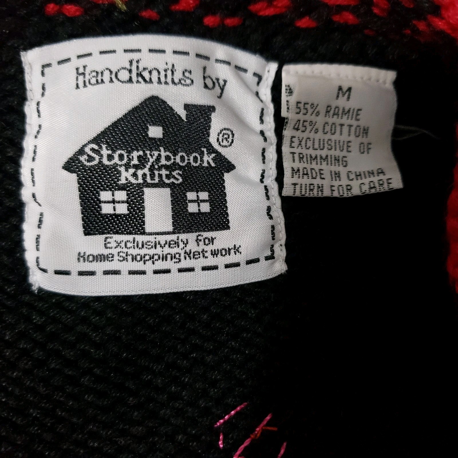 Storybook Knit Holiday Party Sweater Cardigan Geraniums M 44 x 26 in