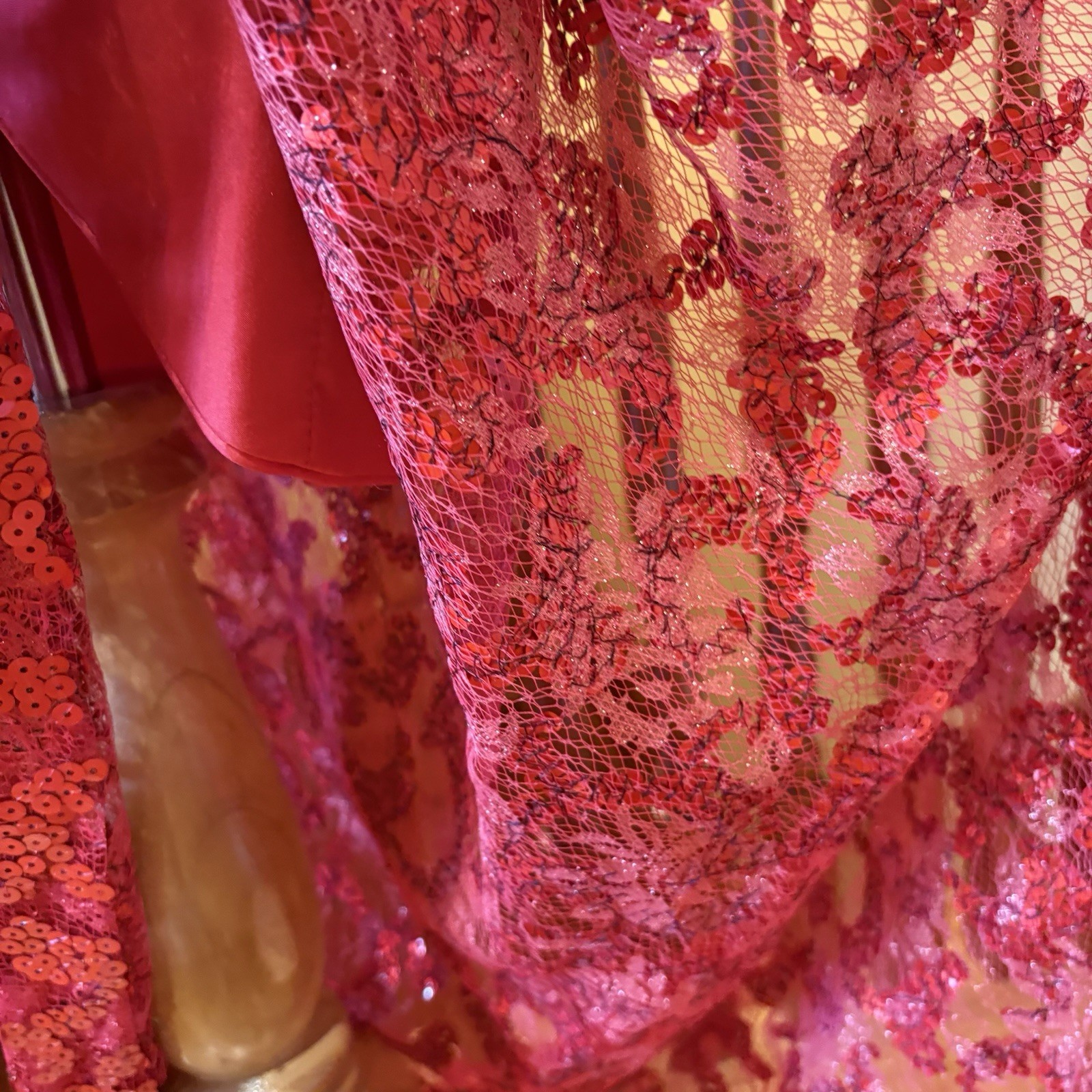 1980s Vicky Tiel Vintage Red Sequin Beaded Metallic Lace Nordstrom Dress 6