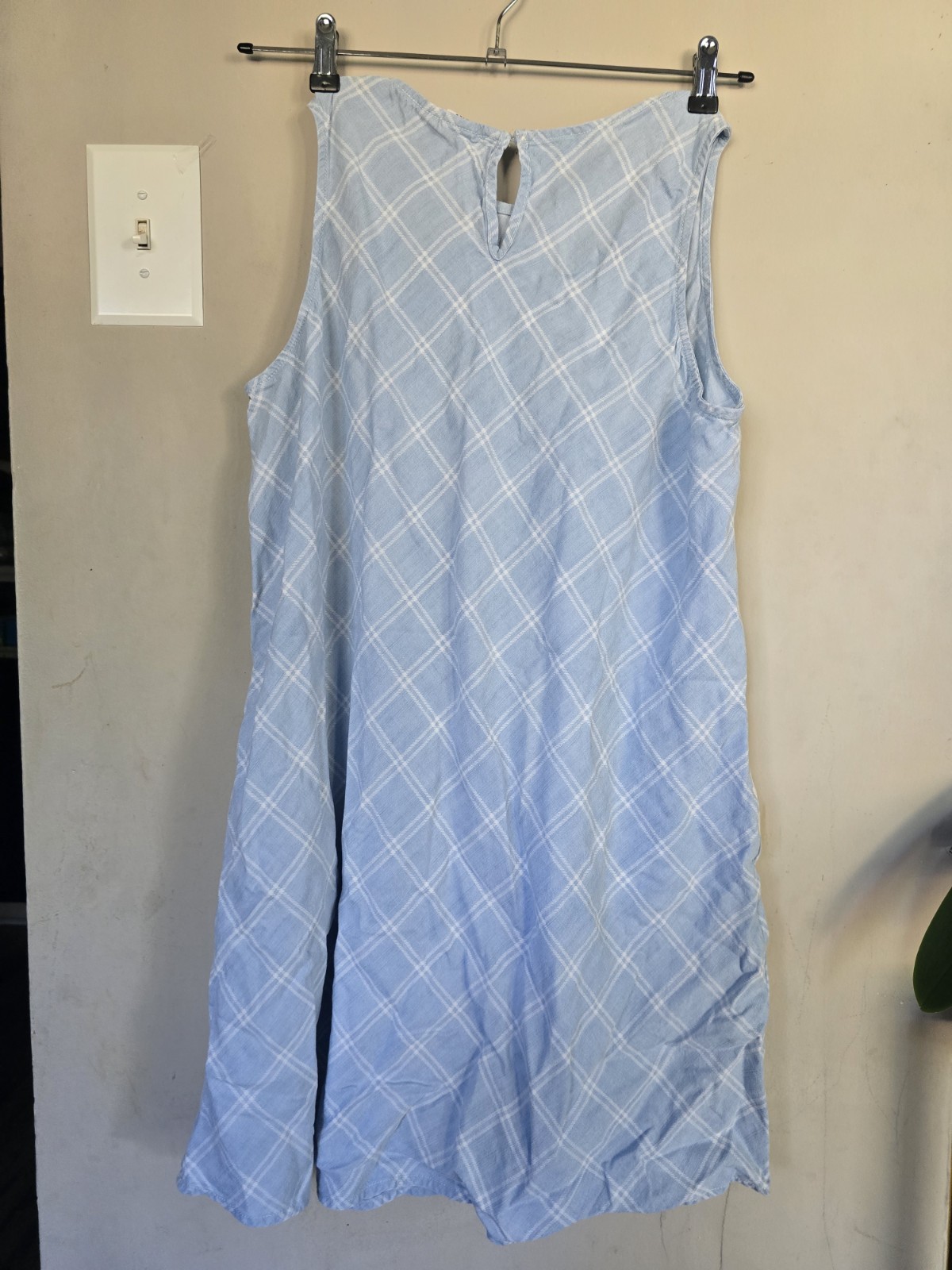 This light blue dress from Gap features a white checkered pattern and an A-line