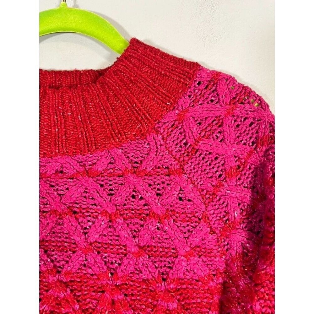 Retro Colorful Knit Sweater 18 Red Festive Holiday Fisherman Chic Classic Preppy