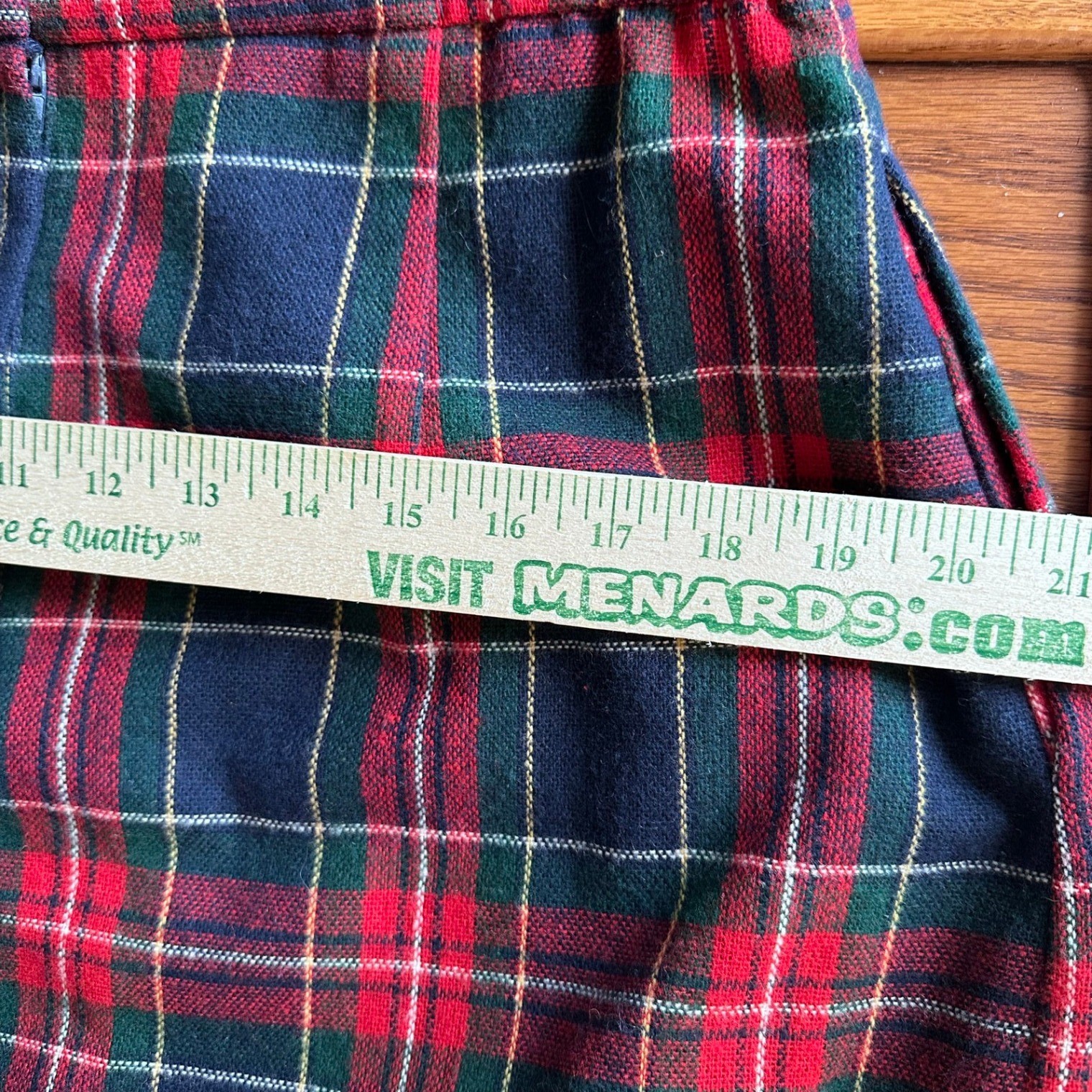 Vintage Tartan Plaid Wool Blend Dark Academia Pencil Skirt Navy Red Green Preppy