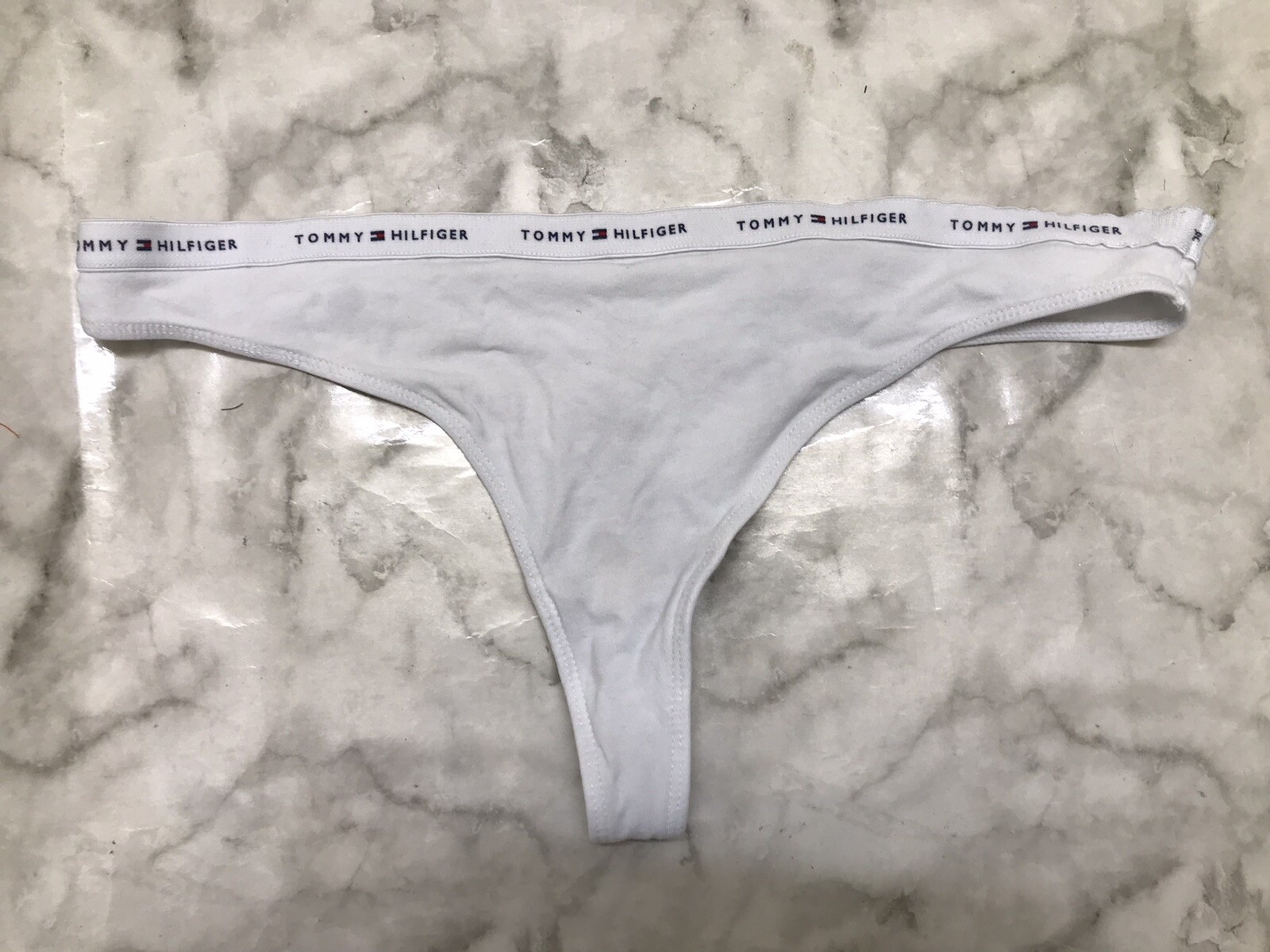 Tommy Hilfiger Thong Cotton Soft Panties White Underwear Sz Large