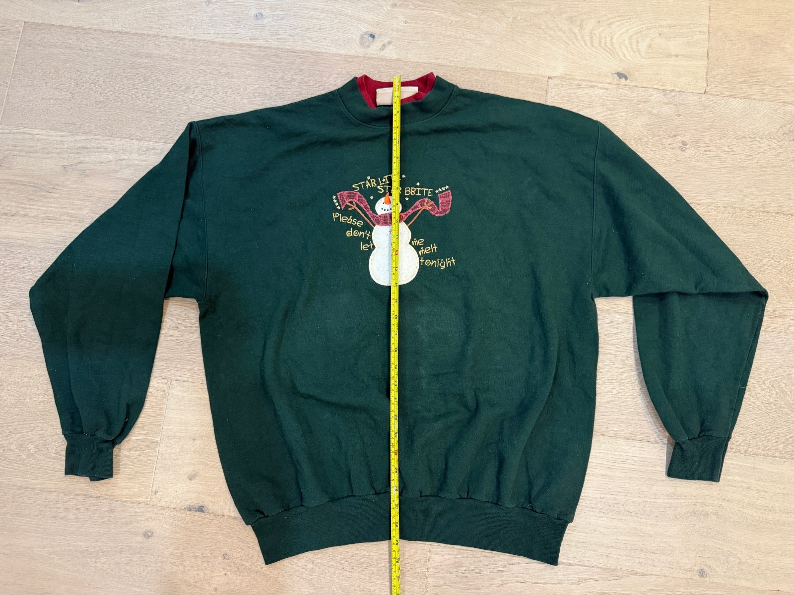 Vintage MC Sportswear Green Snowman Holiday Crewneck Sweatshirt Adult XL Unisex