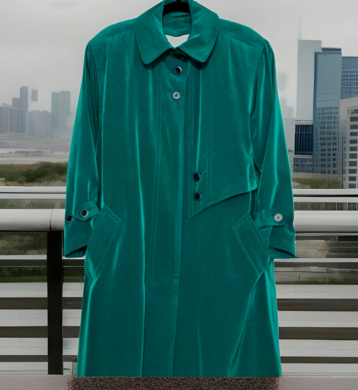 Vintage Misty Harbor Rare Made In Russia Trench Coat Woman Sz 14 Full Zip Liner