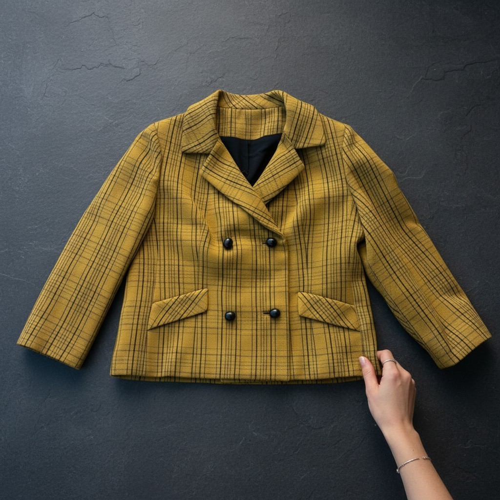 Vintage Adolphe Zelinka NY Virgin Wool Plaid Double Breasted Blazer ILGWU 60s