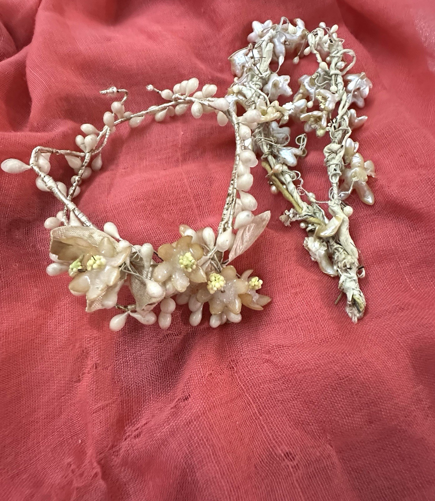 ANTIQUE SET BOUQUET OF FLOWERS , WAX AND WAX STRIP .for BRYDAL