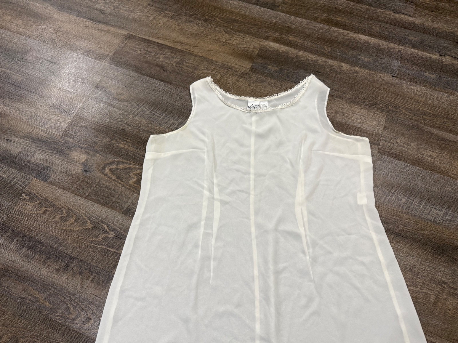 Vintage Katy D Kathryn Deene White Lace Slip Dress—Size 26/28 Made in USA White