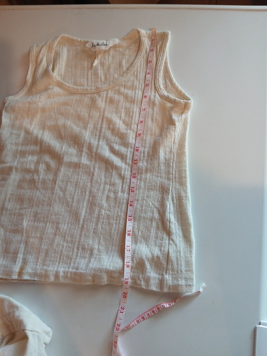 VTG 70s Lady Manhattan 2 Pc Set Cream Textured Cotton Poly Blouse Tank
