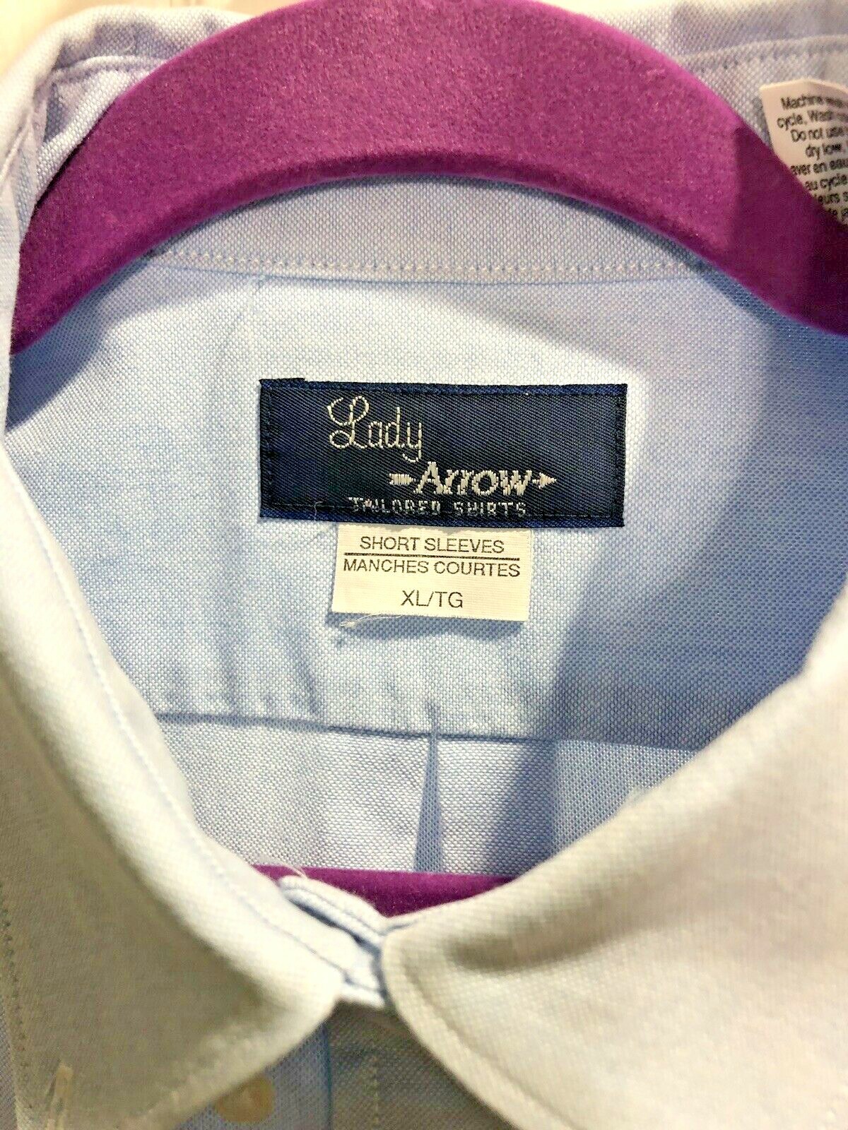 Vintage Lady Arrow Blue Button Down oxford SS Shirt Cotton polyester XL 48/28 2X