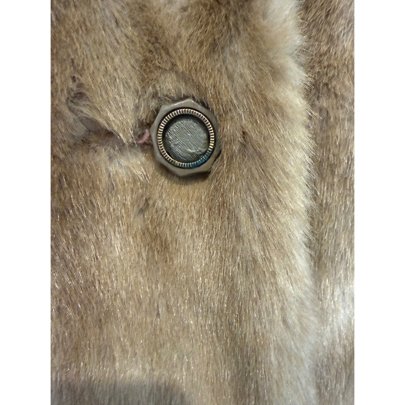 Vintage Russel Taylor Mincara Faux Fur Coat Brown Mid-Length Button Front Jacket
