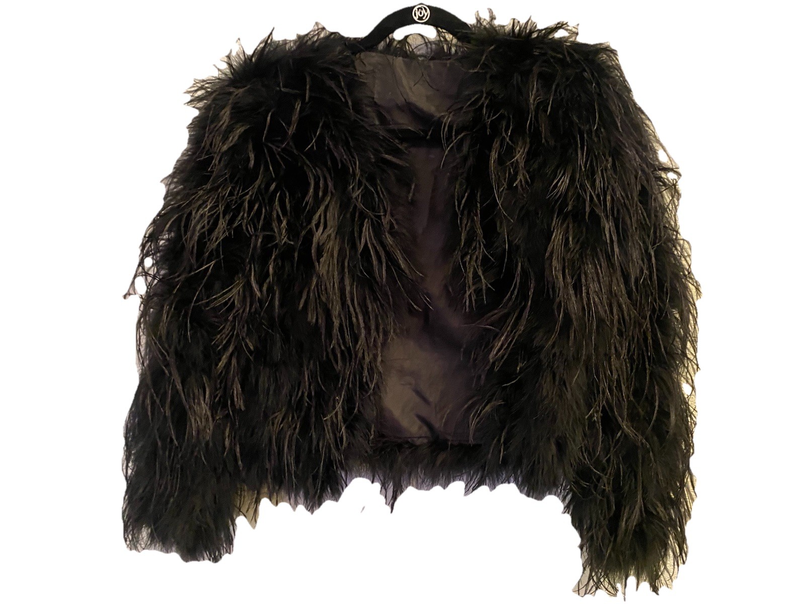 ❤️ Blk Ostrich Feather Jacket Hollywood Glam Avant-garde Pop Art Coat Layer