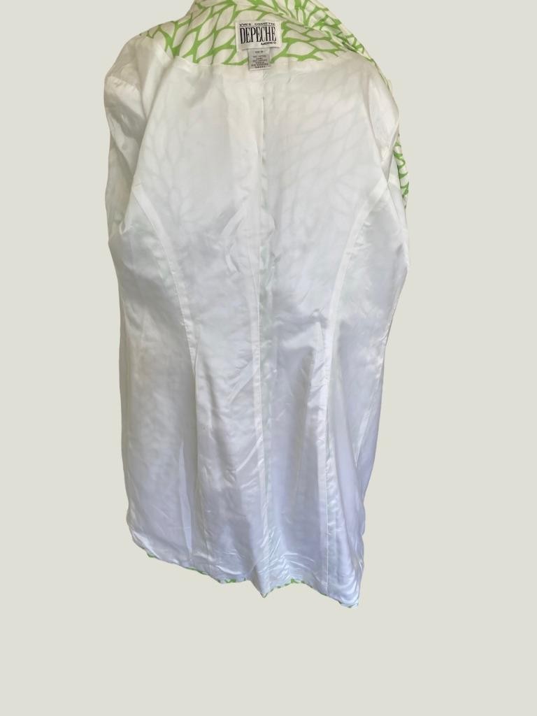 70’s Yves Cossette Depeche Mode Mod Podge Green French Design Coat Lime White 14