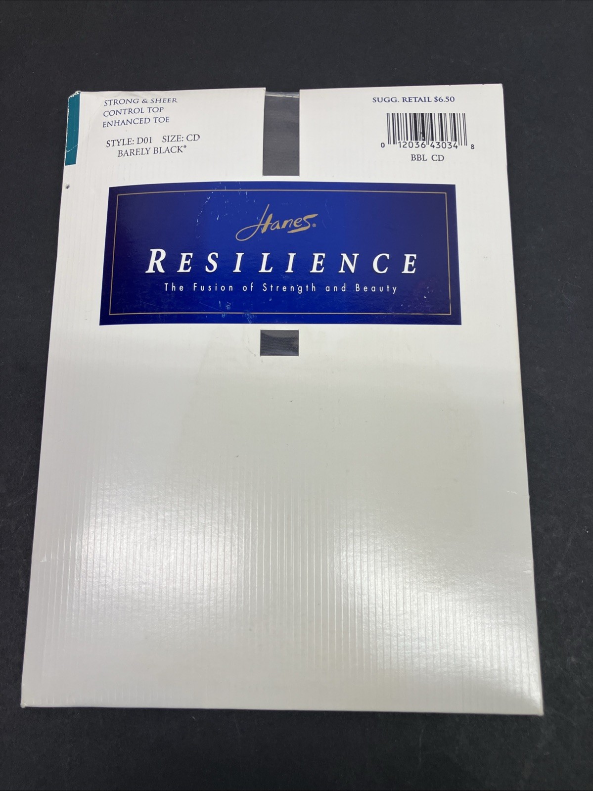 Vintage Hanes Resilience Pantyhose Style D01 Size CD Barely Black 1995