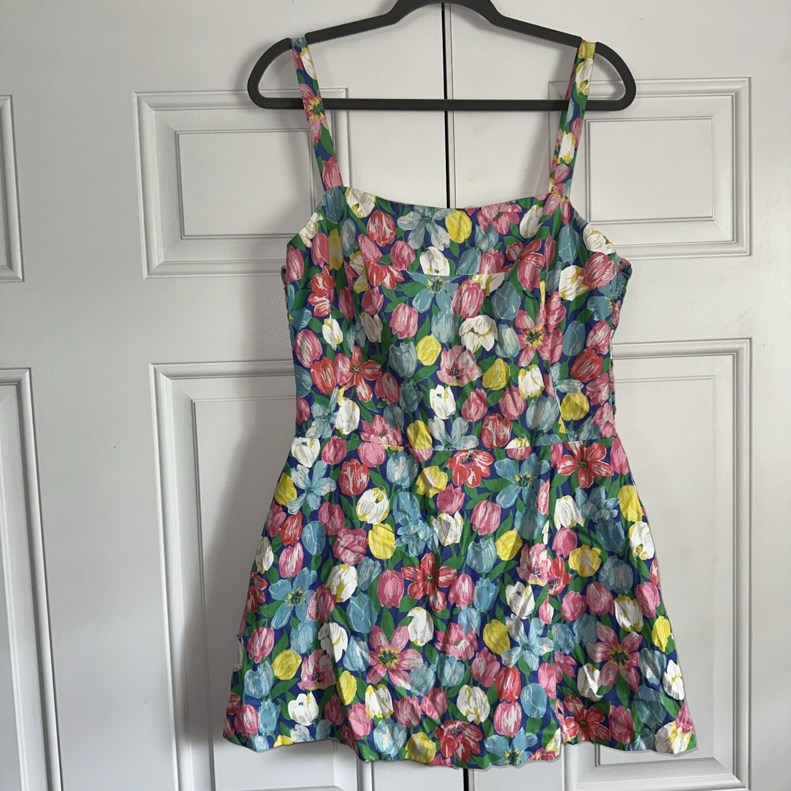 Vintage GaBar Cotton Play Swim Suit Sz 18 Union Label Pretty Tulips Built Bra