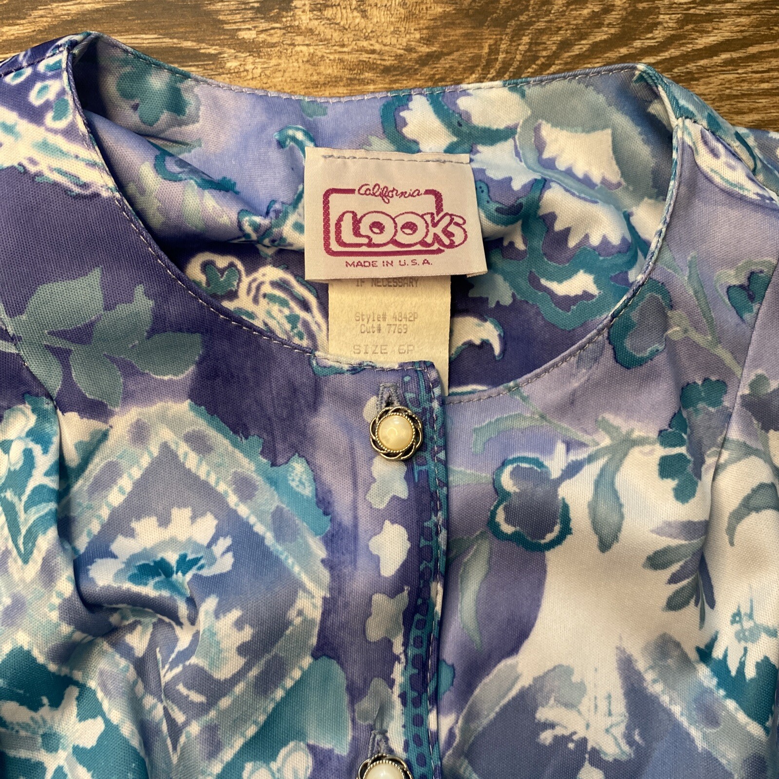 VTG 70s 80s California NEW LOOKS Blue Paisley Belted Tea Day Dress AUTHENTIC