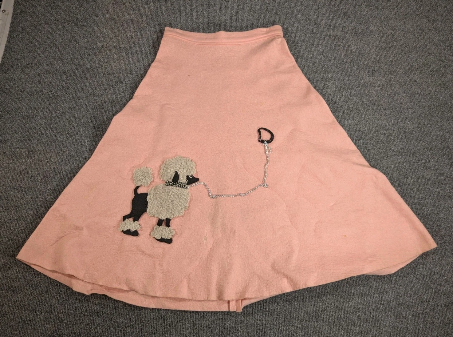 VINTAGE 1950’S Pink FELT POODLE SKIRT 13″ Waist Handmade Original