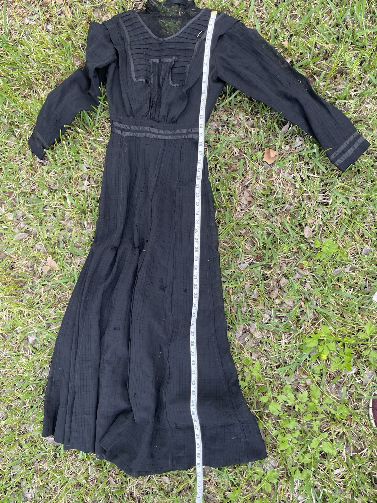 Authentic 1900s Victorian or Edwardian Black mourning dress Lightweight sheer XS