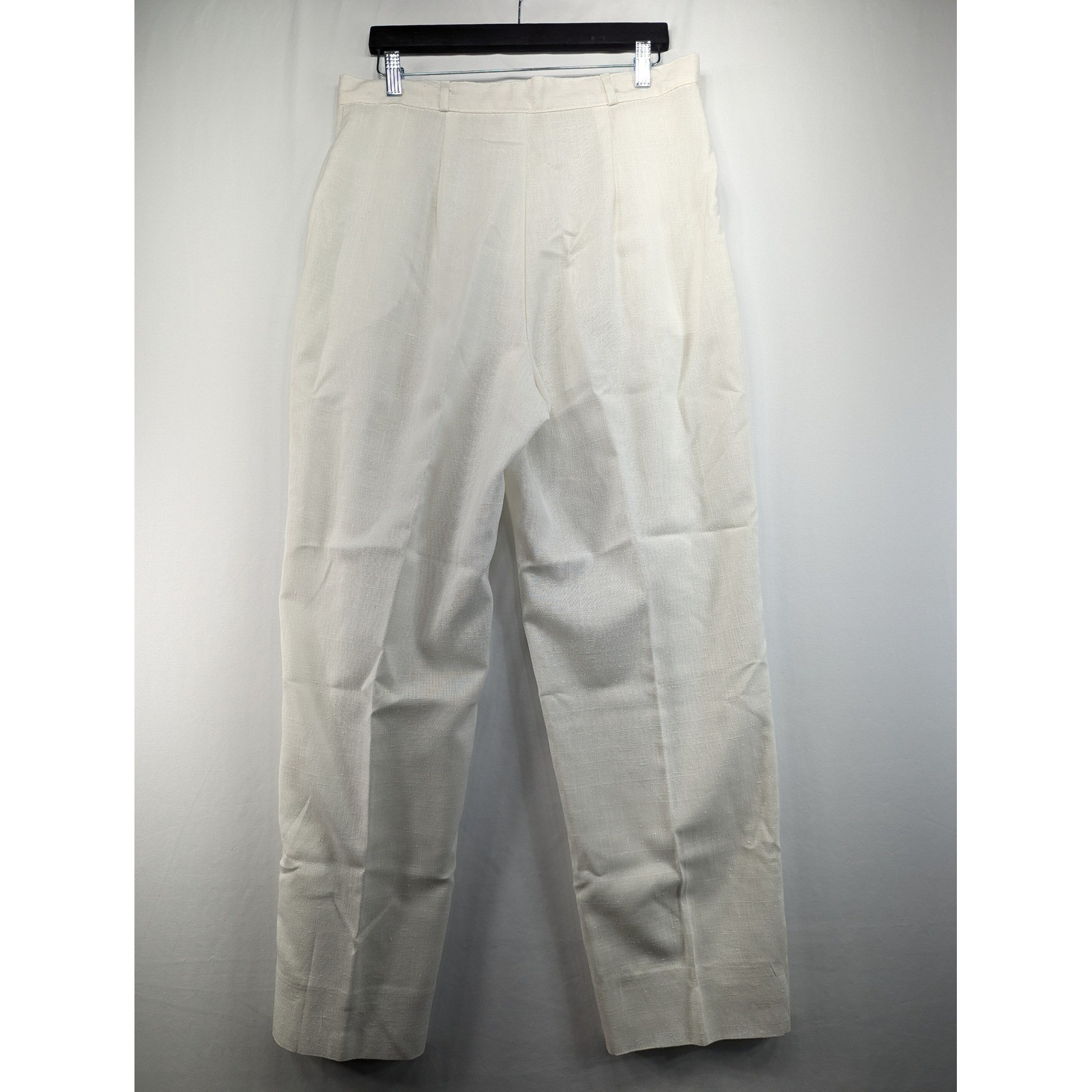 Stockton of Dallas Vintage Cream Pleated High Rise Straight Leg Trousers Size 18