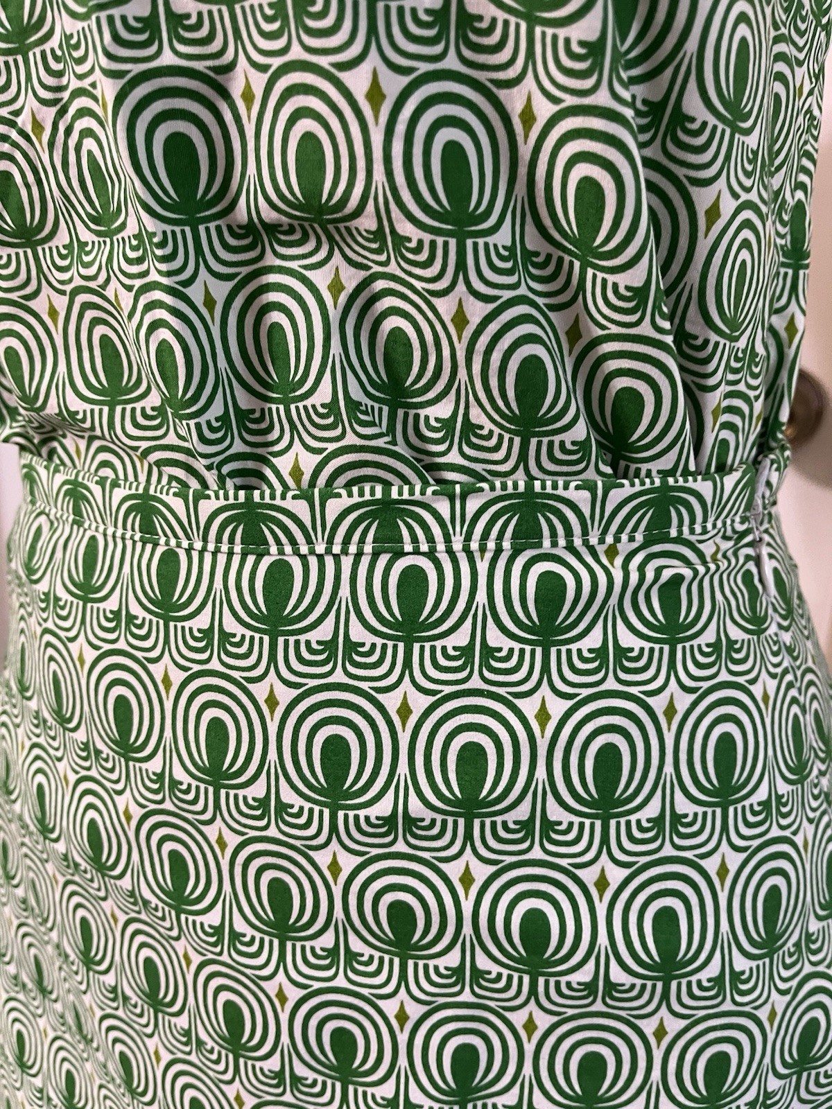 Vintage CH. IND. Green Top & Skirt Set, Cotton, Made In France, Size 36