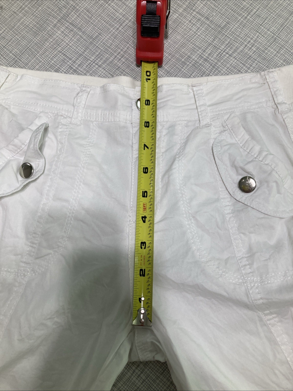 Vtg Y2K Jazzie White Cargo Capris Juniors M 14” Waist Grunge Utility Crop Zipper