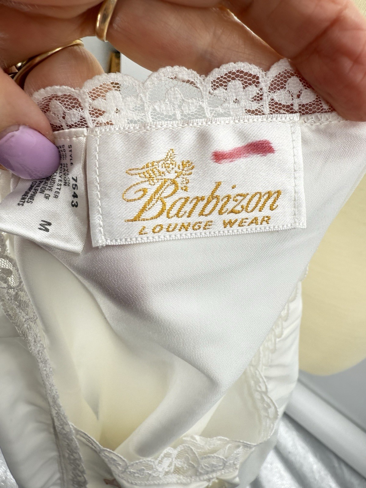 Vintage Barbizon Lounge Wear White Bed Jacket Medium Satin Floral Embroidered