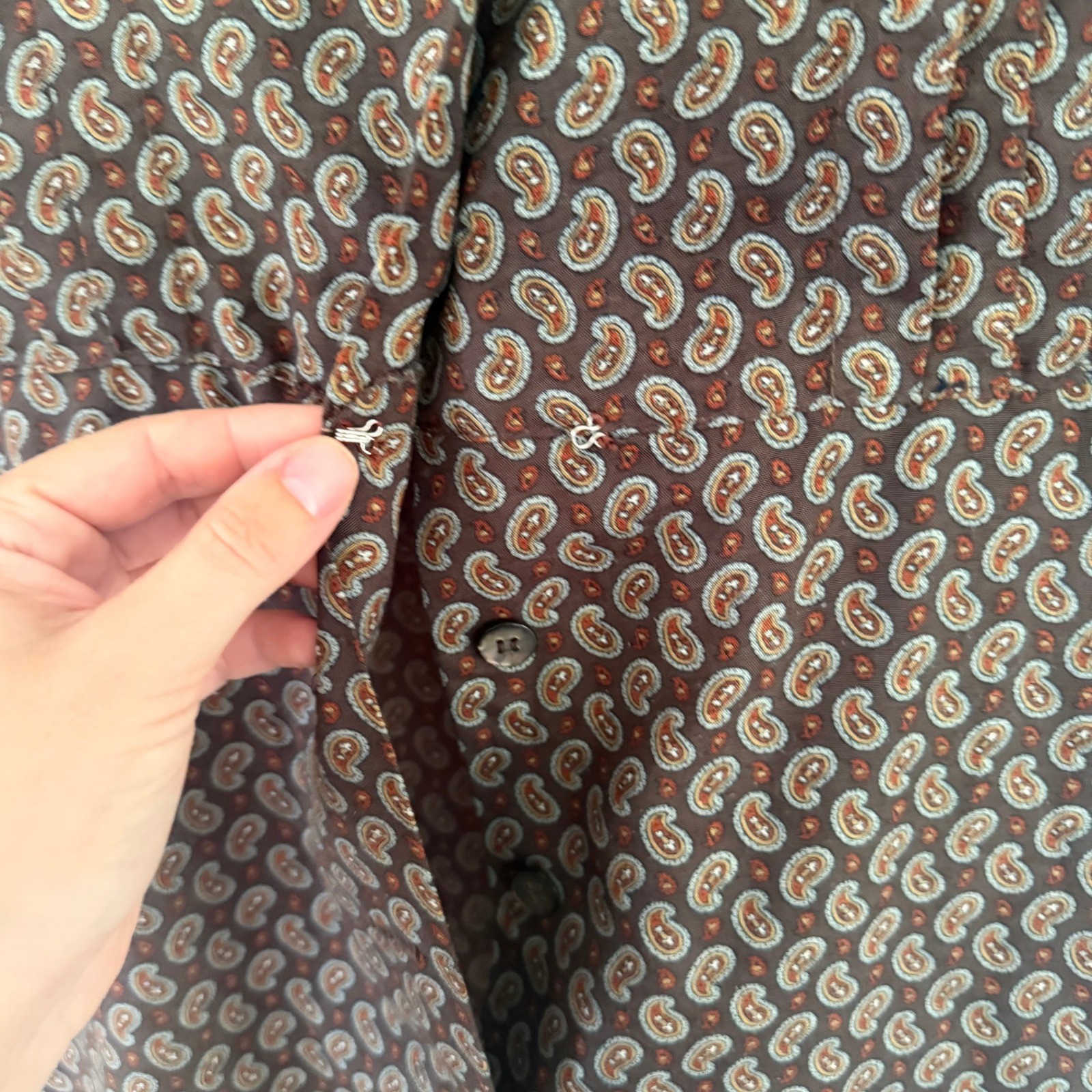 Vintage Fred Rothschild California Brown Paisley Button Front Shirtwaist Dress