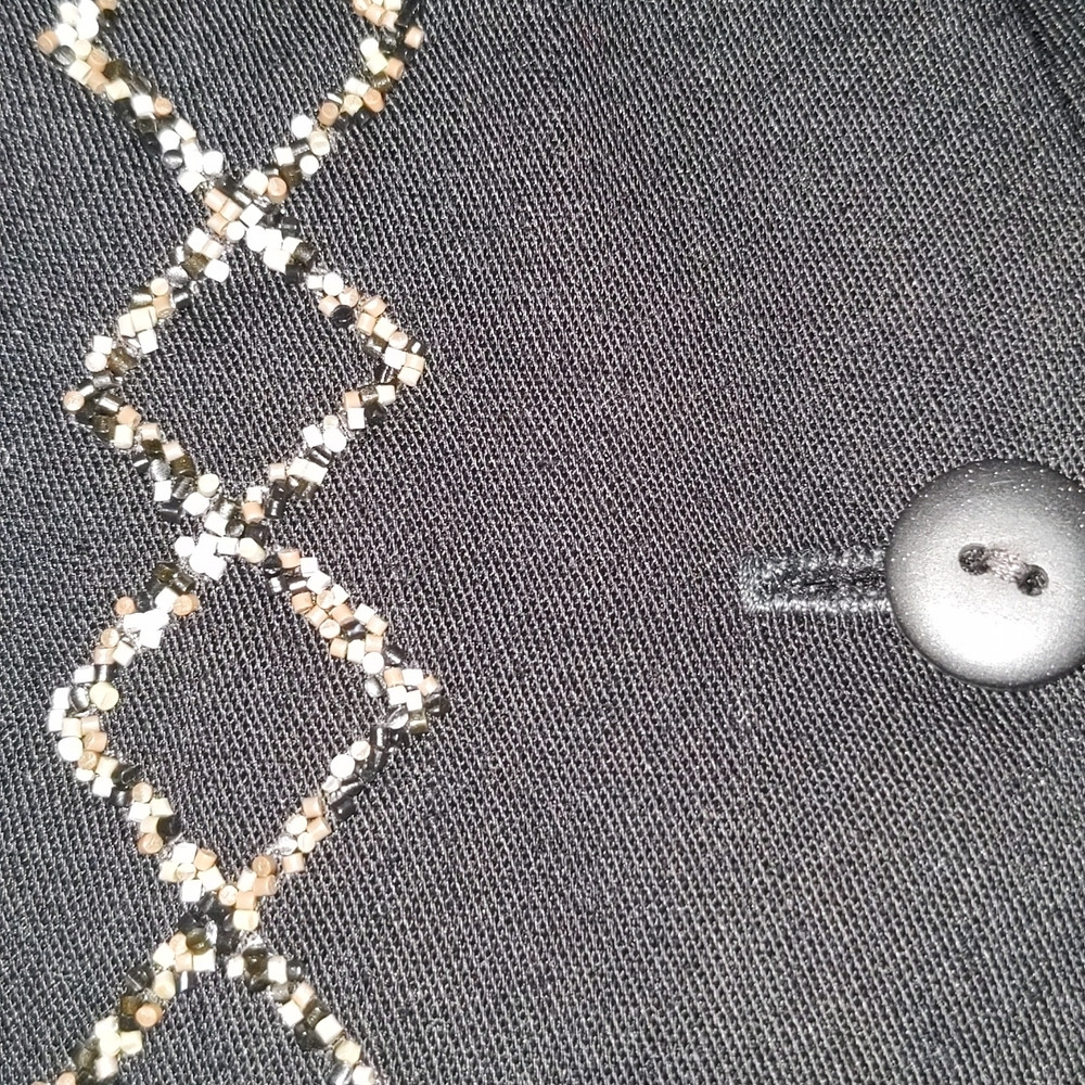 Anxiety black vintage vest with beaded details