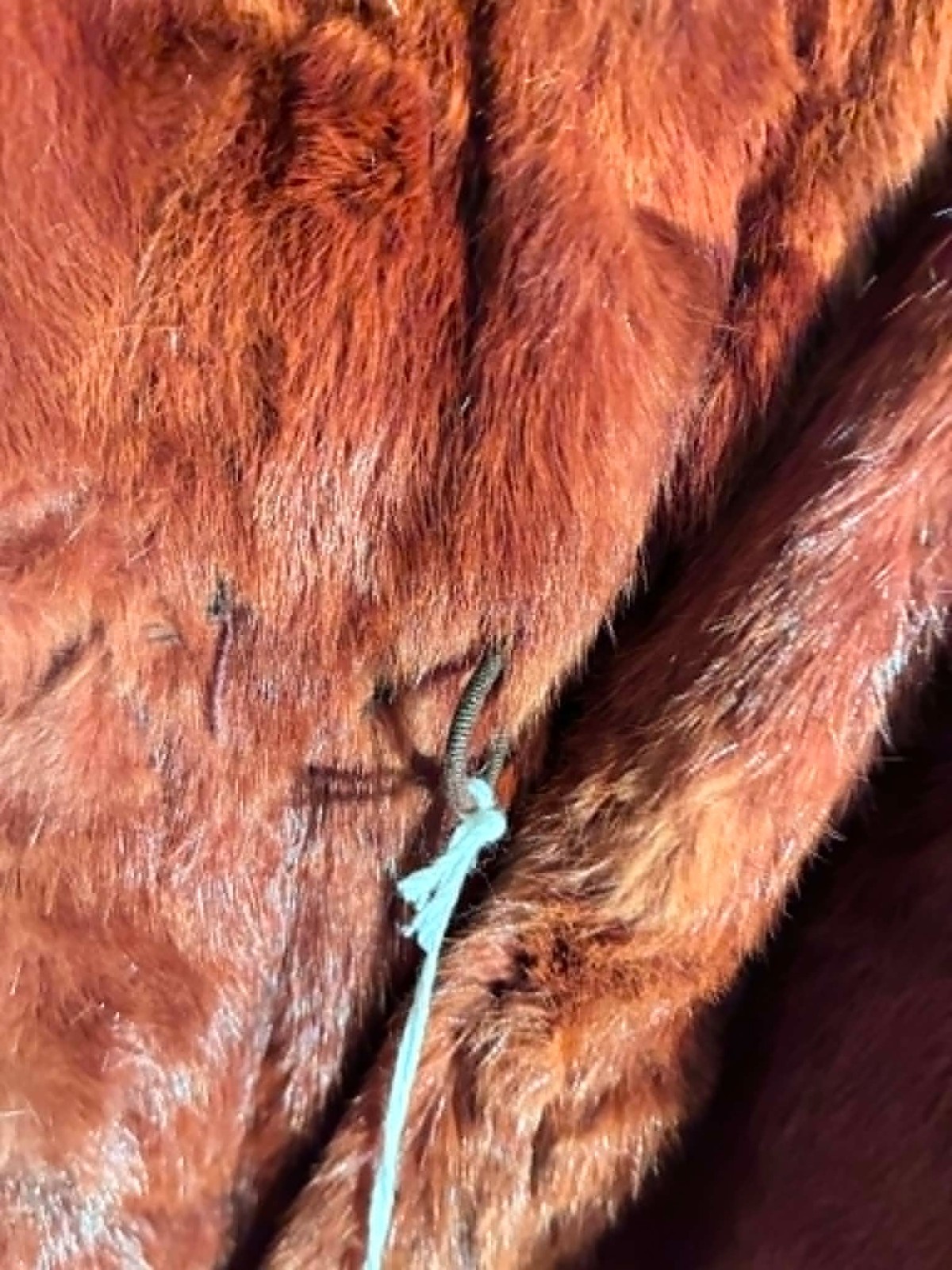 Vintage Cinnamon Brown Genuine Mink Fur Stroller Swinger Long Coat Size L/XL