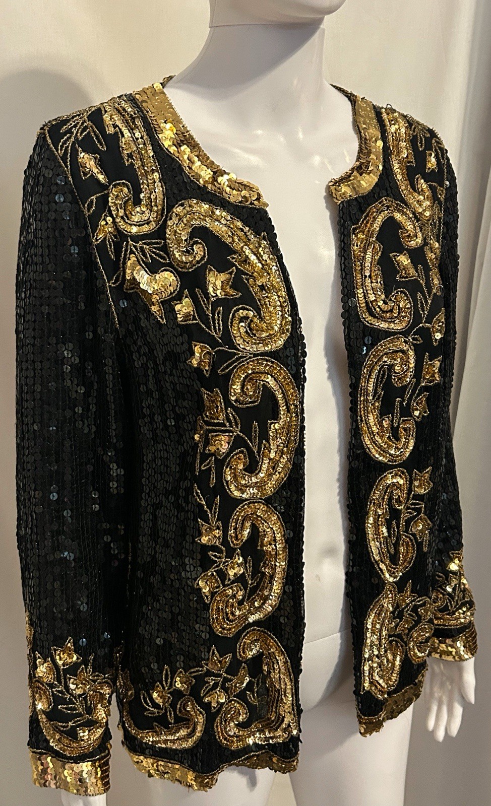 Rare Vintage Jean for Joseph Le Bon Sz S Beaded Silk Sequin Jacket Whimsigoth