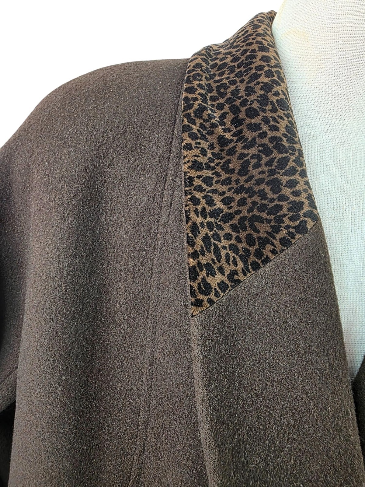 Donnybrook 80s Wool Coat Sz 10 Brown Animal Print Collar AS IS Costume Piece VTG