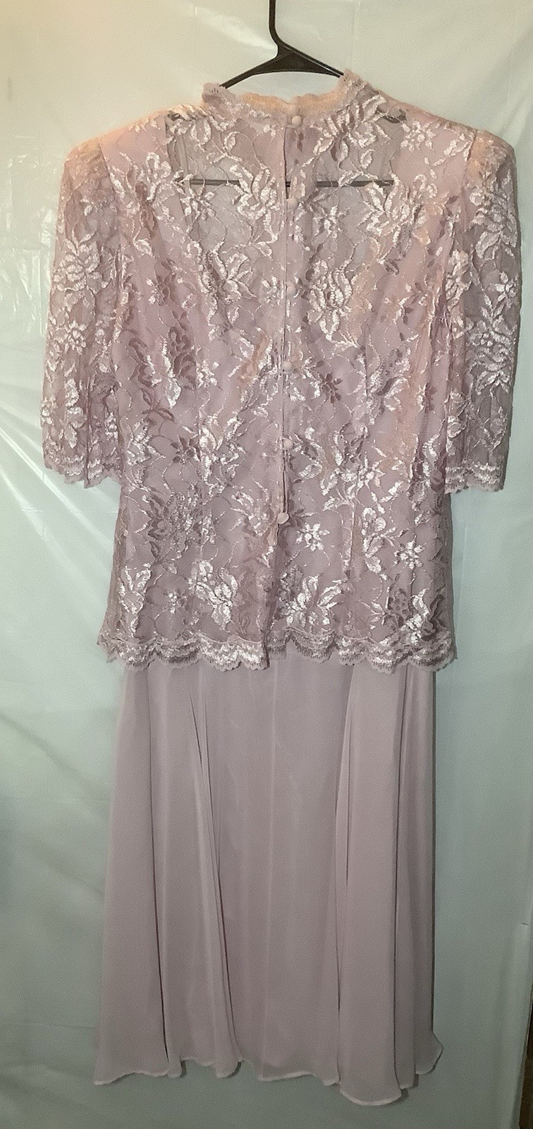 miss elliette dress vintage Long Pink Gown With Lace Jacket Size 16 Formal
