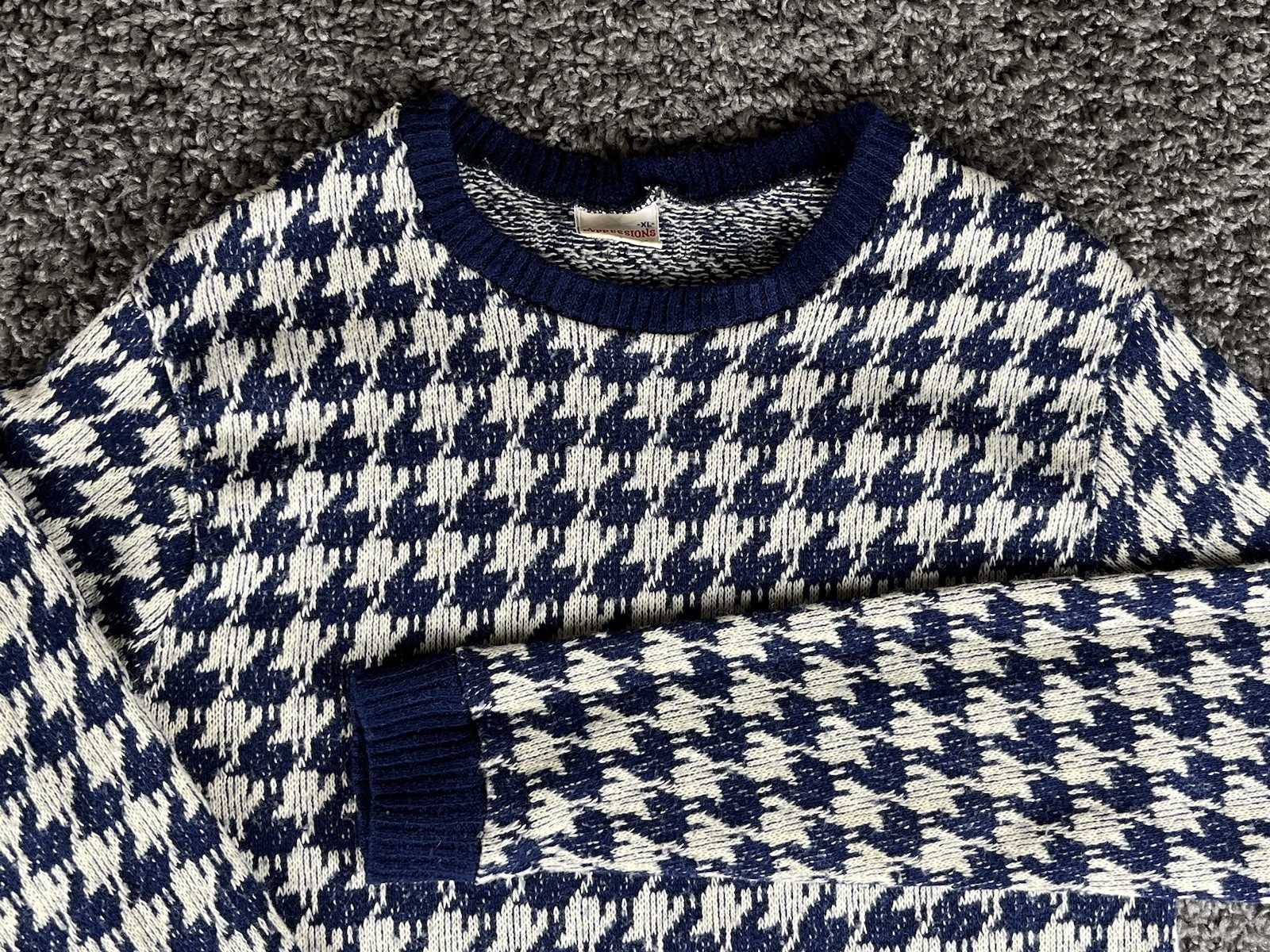 Vintage Expressions By Campus Houndstooth Women’s Sweater XL (FLAW) 80’s