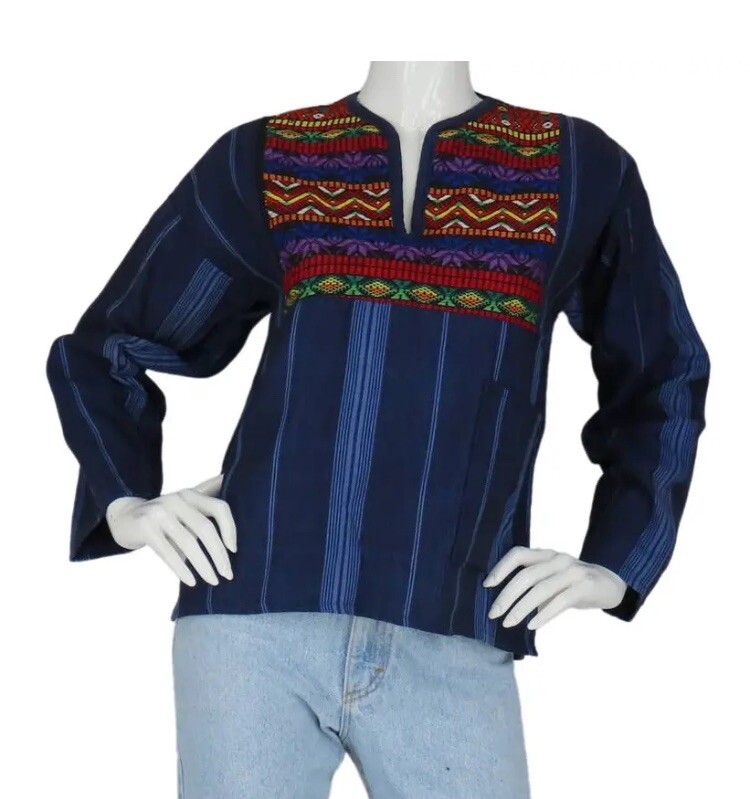 Vintage Huipil Tapestry Ethnic Textile Boho Festival Hippie Top Blouse Shirt