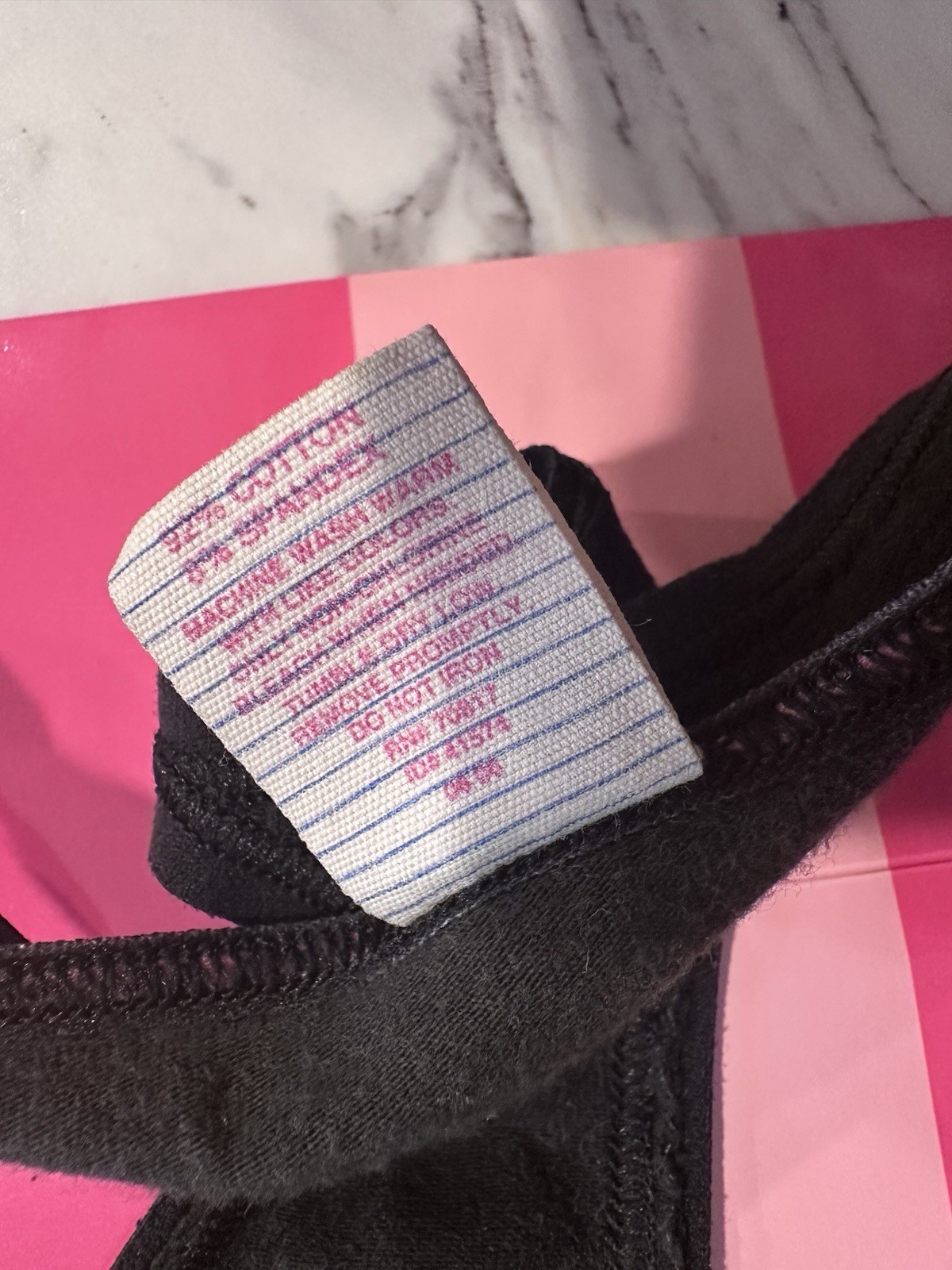 Vintage Year 2000 Victoria’s Secret PINK Cotton Thong Dark Gray/black Small Y2K