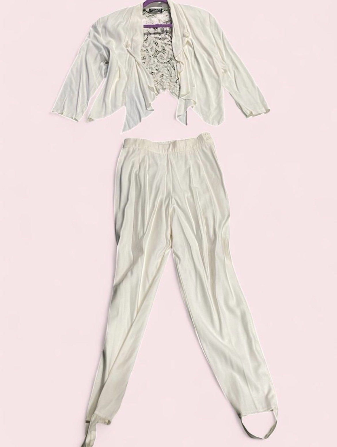 Vintage 80s Cream White pantsuit set
