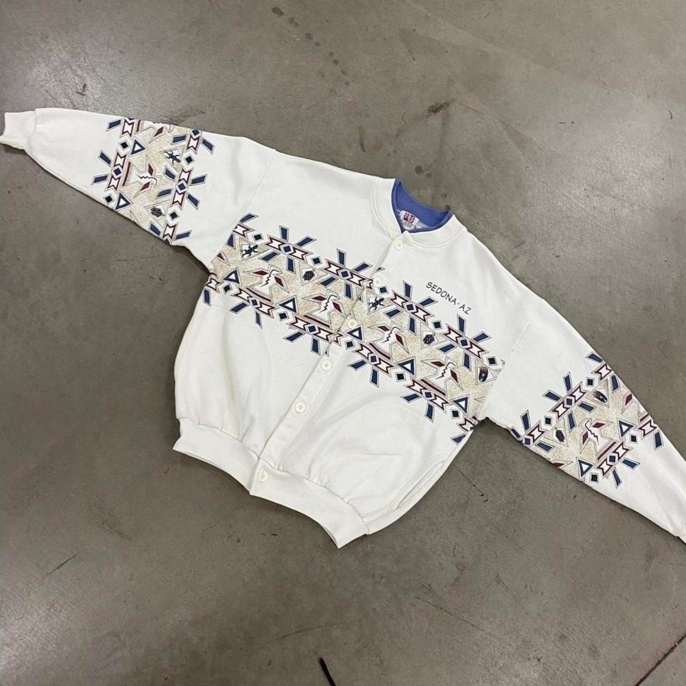 Vintage Art Unlimited Sportswear Aztec Sedona Arizona Button Up Crewneck Size L
