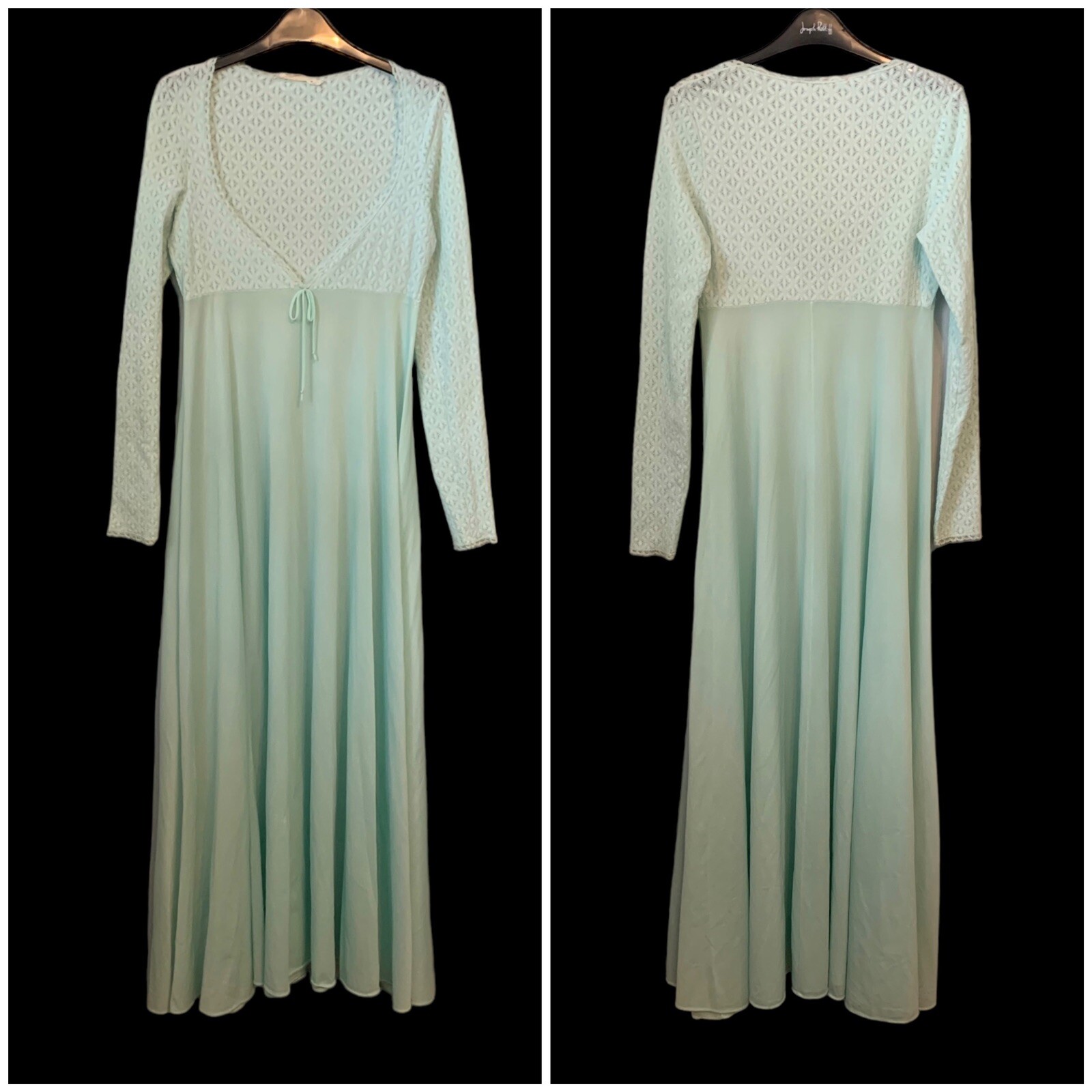 VTG John Kloss for Cira Medium Nightgown Nylon Lace Sweep Lycra Blue