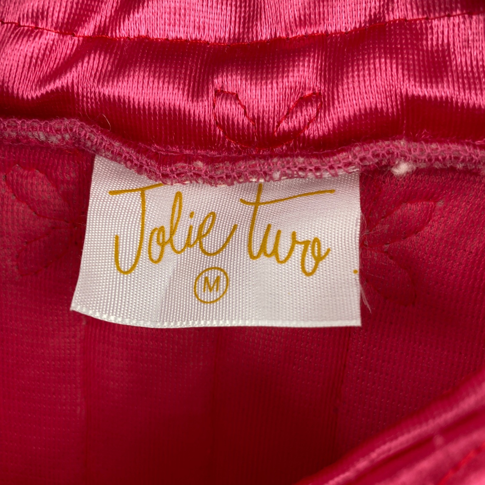 Vintage Jolie Two Quilted Robe Women Size Medium Hot Pink Bow Stitch Button